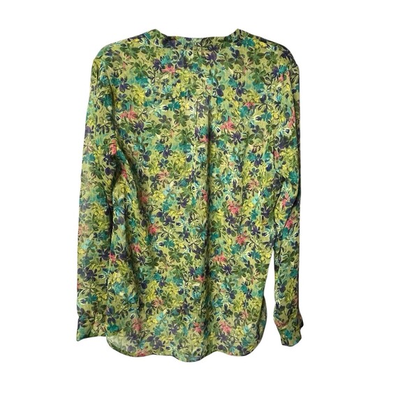 KUT from the Kloth Size M Semi-sheer Button-down Shirt Ruffle Cuff Blouse Floral - Picture 2 of 3